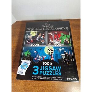 Disney Tim Burton 'The Nightmare Before Christmas' 1500pc 3in1 Jigsaw puzzle NEW